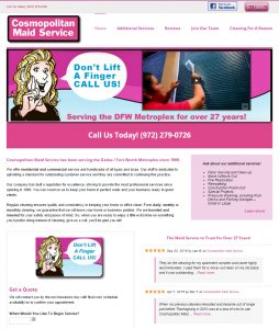 Cosmopolitan Maid Service | Mesquite Website Design